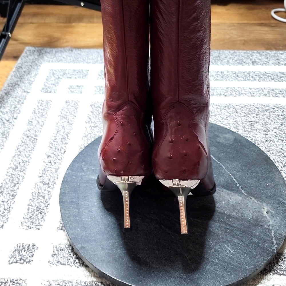 Leather maroon boots CUTE! - Picture 4 of 14